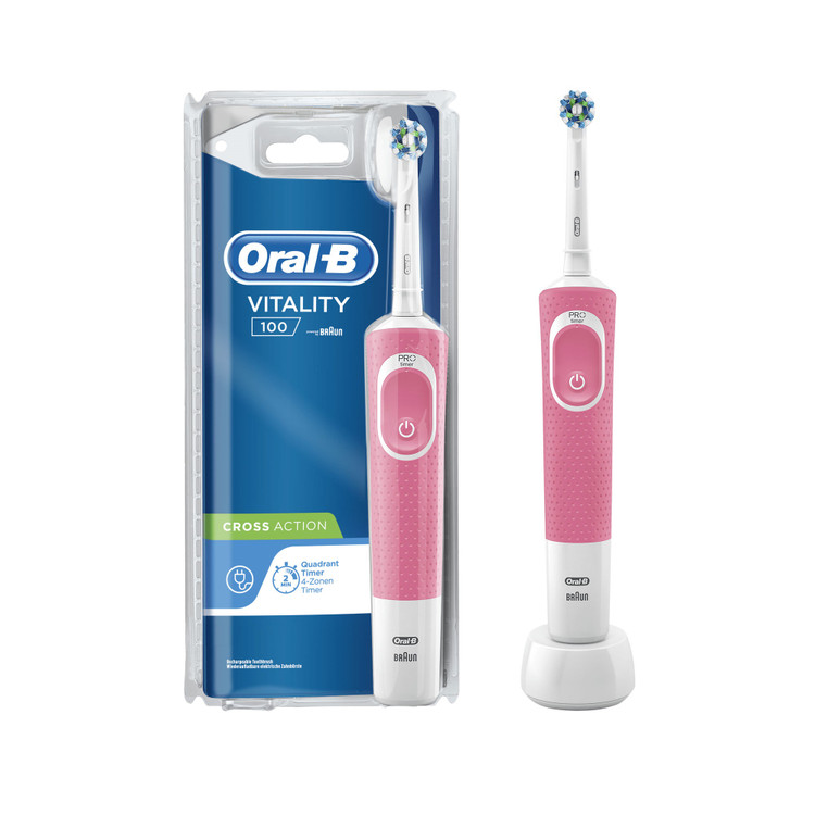 مسواک برقی اورال بی مدل Vitality 100 Cross Action رنگ صورتی