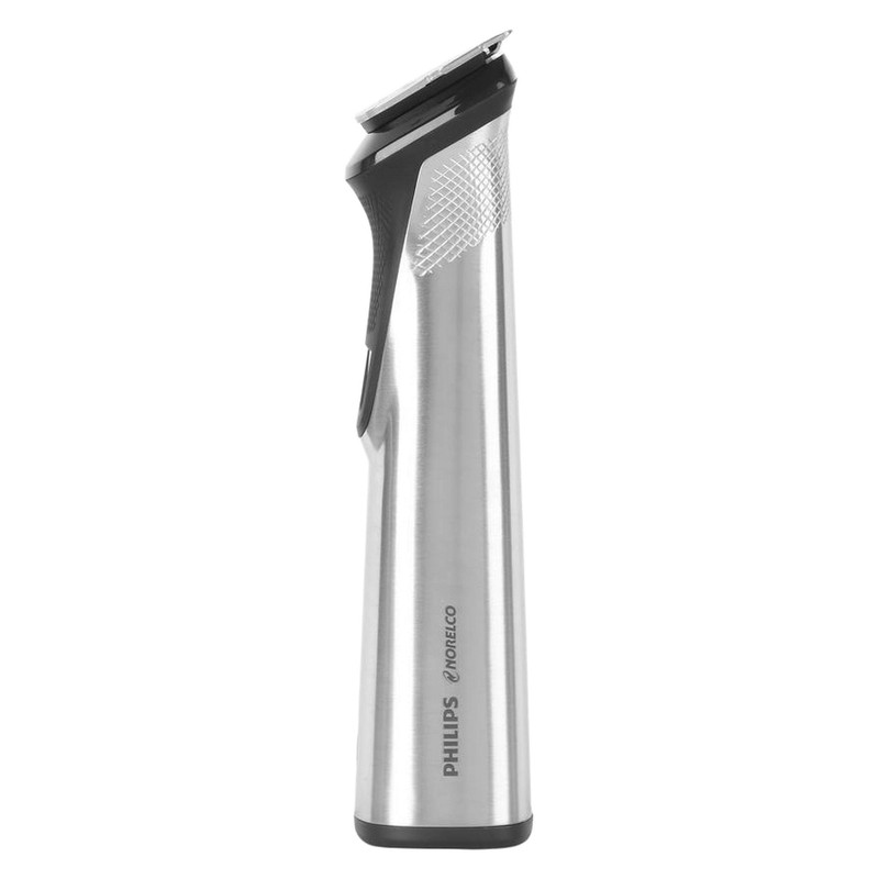 ست ماشین اصلاح موی صورت و بدن فیلیپس مدل Norelco MG7750/49 با تیغه استیل پیشرفته خودتیز شونده، مقاوم در برابر آب، شارژ سریع 5 دقیقه‌ای، باتری لیتیوم آیون با 5 ساعت استفاده، 14 شانه متنوع و تکنولوژی DualCut، مدل بالا سری نورلکو 7000